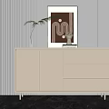 Modern Entryway Console Cabinet With Storage Drawers And Decorative Artwork 3d model
