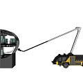 Yellow and Black Utility Truck with Telescopic Boom for Construction Work and Gray Structure