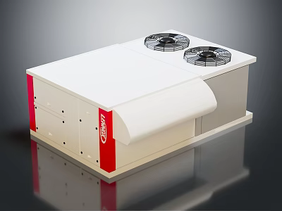Carrier Air Conditioner Fan Unit With Dual Fans White Metal Casing And Red Accents 3d model