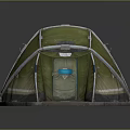 Green Outdoor Camping Tent With White Frame And Waterproof Floor Mat