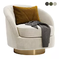 Green Single Sofa With Gray Striped Pillow And Gray Blanket On Gold Base