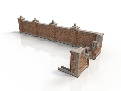 Ancient style college stone brick wall wall brick wall stone wall arch tower building structure ancient architecture 3d model