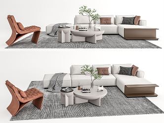 Modern Sofa Coffee Table Combination Multi-person Corner Sofa Leisure Chair Carpet 3d model