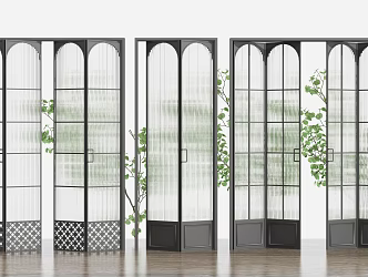 Modern folding door glass folding door combination 3d model