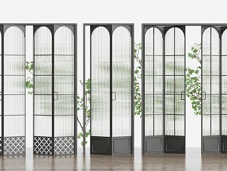 Modern folding door glass folding door combination 3d model