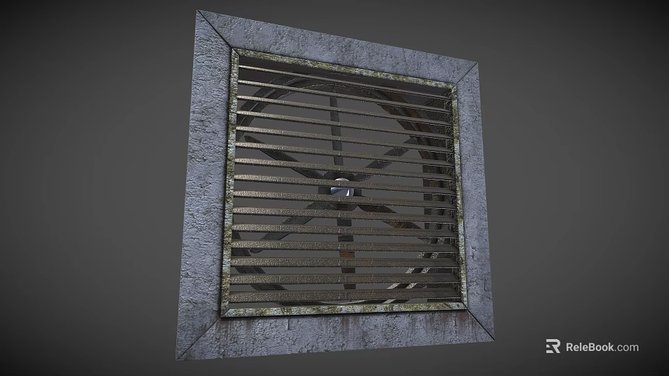 Square Metal Vent Grille With Rusted Gray Frame And Industrial Design 3d model 