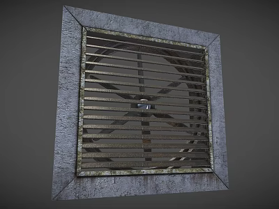 Square Metal Vent Grille With Rusted Gray Frame And Industrial Design 3d model