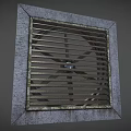 Square Metal Vent Grille With Rusted Gray Frame And Industrial Design