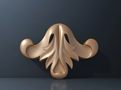Elegant 3D Golden Carved Decorative Ornament with Intricate Leaf Curved Patterns 3d model