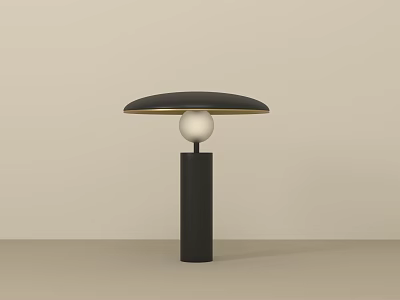 Modern Table Lamp With Black Base Black Lampshade Gold Edge And White Sphere 3d model