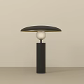 Modern Table Lamp With Black Base Black Lampshade Gold Edge And White Sphere