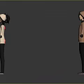 Colorful 3D Characters In Different Poses Standing On Reflective Black Floor With Gray Background