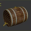 Traditional Wooden Barrel With Shiny Metal Hoops And Brass Tap Design