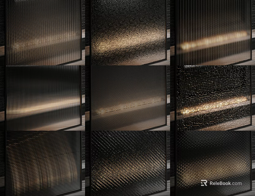 Modern Metal Screen With Mesh And Striped Textures And Light Shadow Effects For Interior Design 3d model 