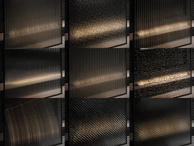 Modern Metal Screen With Mesh And Striped Textures And Light Shadow Effects For Interior Design 3d model