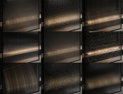 Modern Metal Screen With Mesh And Striped Textures And Light Shadow Effects For Interior Design 3d model