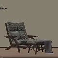 Poliform Patterned Fabric Lounge Chair Featuring Gray Cushion Gray Throw Blanket And Wooden Frame