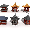 Ancient Chinese Traditional Architecture Pavilions With Various Styles And Different Roof Designs
