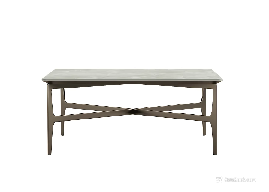 Modern Coffee Table With Wooden Frame And Crossed Legs Design 3d model
