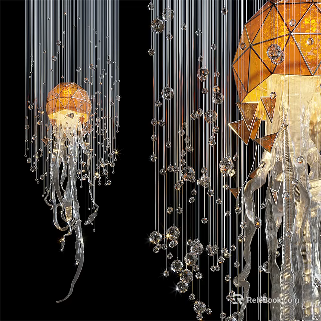 Modern Abstract Pendant Lights With Unique Shape Crystal Decor And Hanging Design 3d model