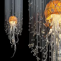 Modern Abstract Pendant Lights With Unique Shape Crystal Decor And Hanging Design 3d model
