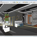 Modern Interior Showroom With Marble Reception Desk Display Walls And Lighting
