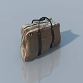 Brown Leather Duffle Bag With Black Handles On Gray Smooth Surface Reflection 3d model