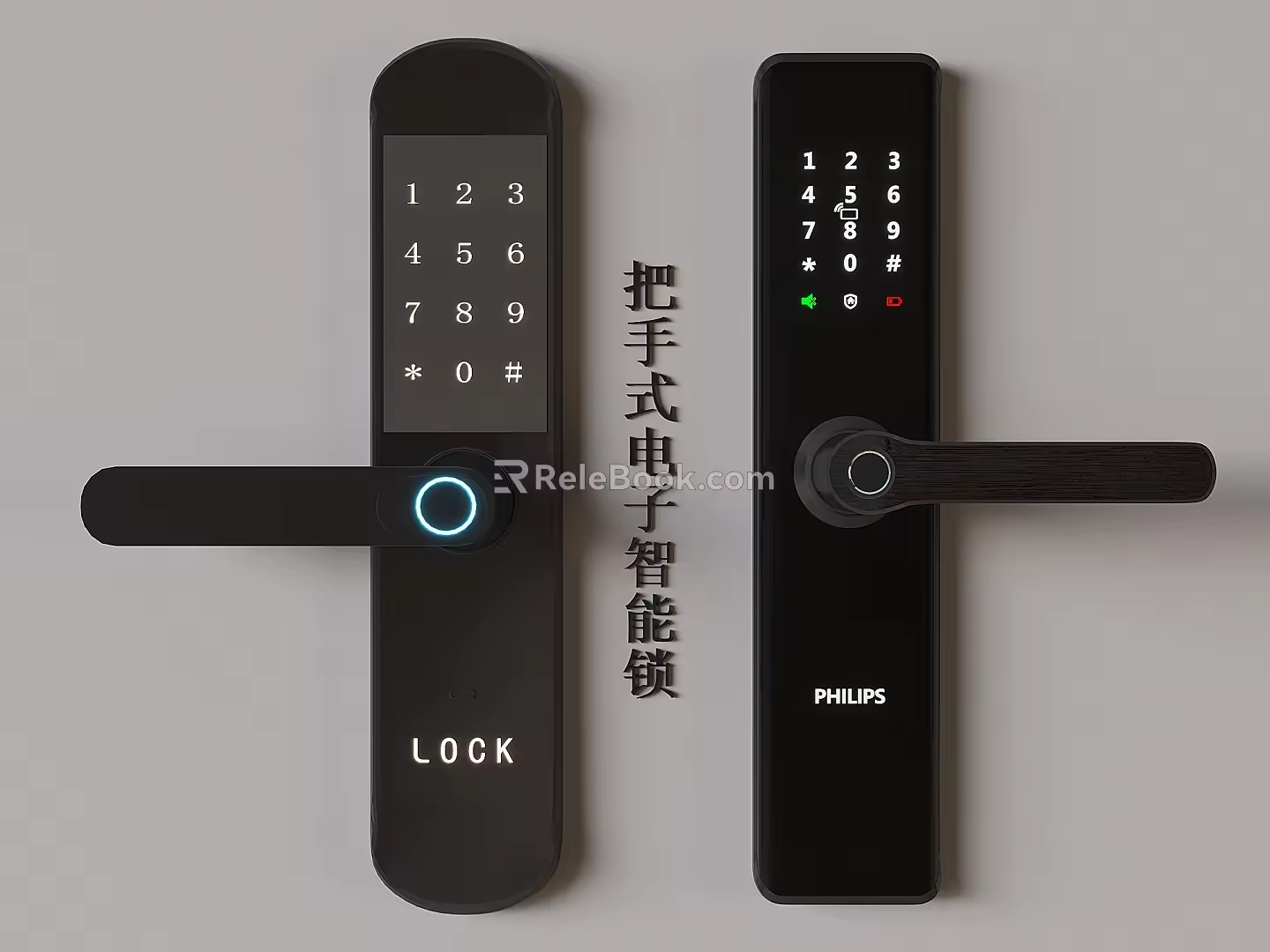 Handle type electronic smart lock fingerprint password smart door lock 3d model