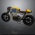 Yellow Vintage Motorcycle With 18 Racing Number Brown Seat And Sleek Design