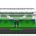 Stage Setup With Yellow Lights Green Background 2024 Text And Person Center