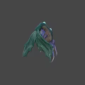 Fantasy Bioluminescent Creature with Purple Body Glowing Blue Spots and Tentacles in Dark Background