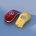 Red and Yellow Wireless Mice With Circular Logo Ergonomic Design For Daily Use