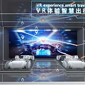 VR Experience Exhibition Hall With Virtual Scene Display And Interactive Tech Devices