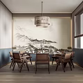 New Chinese-style private dining box 3d model