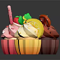 Vibrant Colorful Cupcakes with Strawberry Lemon and Cream Toppings and Fresh Fruit Decorations