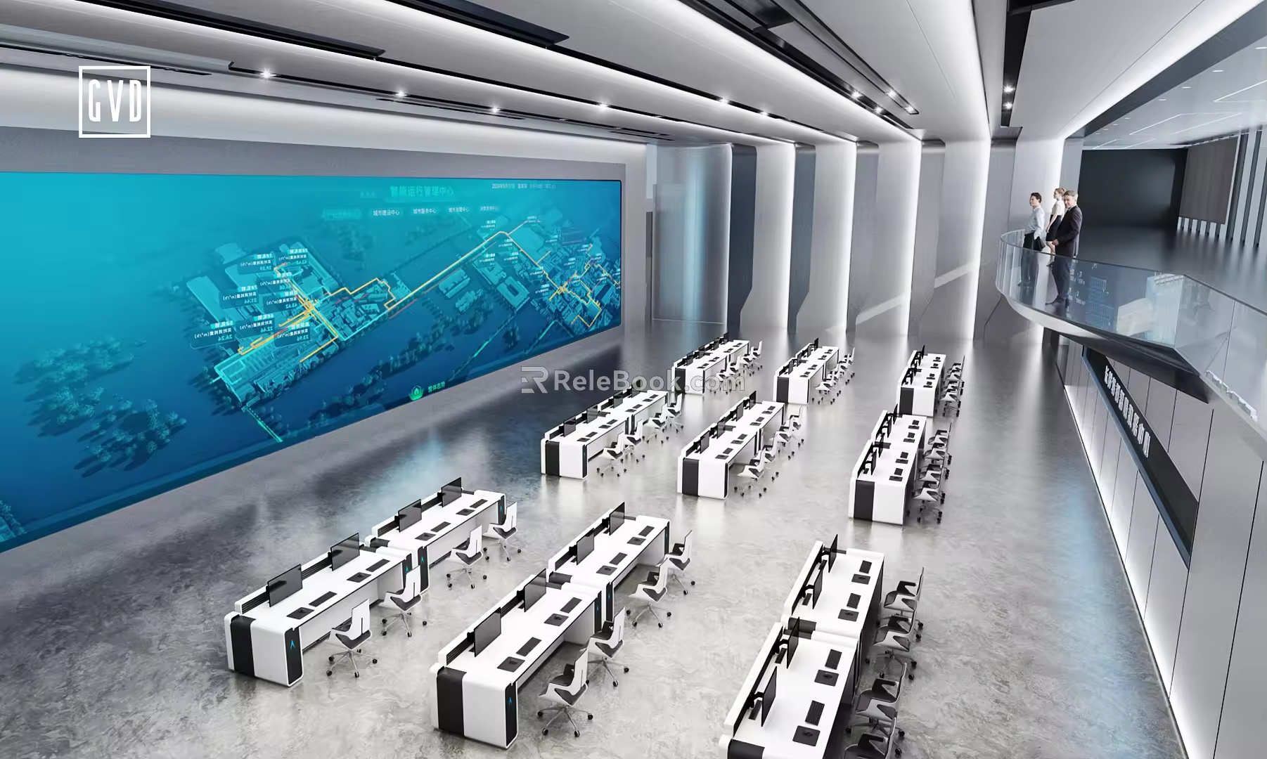 Modern Control Center Intelligent Center Data Center Command Center Dispatching Center Monitoring Room Large Screen Visualization Digital Twin Command Center 3d model