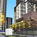 Modern High Rise Residential Complex 3D Model with Green Spaces and Pathways