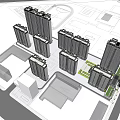 Modern High Rise Residential Complex Aerial View With Green Spaces And Roads