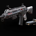 Tactical Assault Rifle With Black White Finish And Tactical Magazine Accessories