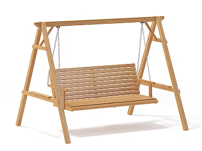 Outdoor Wooden Play Equipment Frame Swing Seat With Chain Hanging Design 3d model