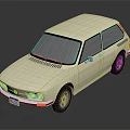 Vintage Beige Hatchback Car Featuring Sleek Body Black Wheels Headlights And Shiny Finish