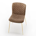 Elegant Brown Diamond Quilted Upholstered Dining Chair with Gold Metal Legs