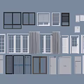 Various Sliding Doors With Multiple Styles Different Designs And Glass Panel Options 3d model