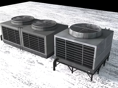Industrial Cooling Tower Equipment With Metal Construction And Rotating Fan Blades 3d model