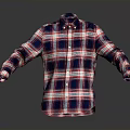 Red Blue White Plaid Long Sleeve Shirt For Casual Daily Wear