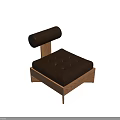 Modern Accent Chair With Wooden Frame Brown Leather Tufted Seat For Living Room