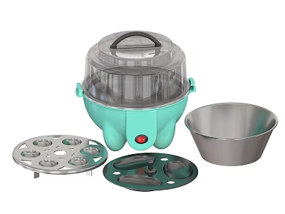 Turquoise Electric Steamer For Kitchen With Steamer Tray Stainless Steel Bowl And Lid 3d model