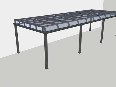 Modern Outdoor Patio Awning With Black Metal Frame And Grid Pattern Top 3d model