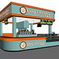 Qing Chundou Milk Tea Shop Modern Exterior Design With Blue Orange Counter And Signboard