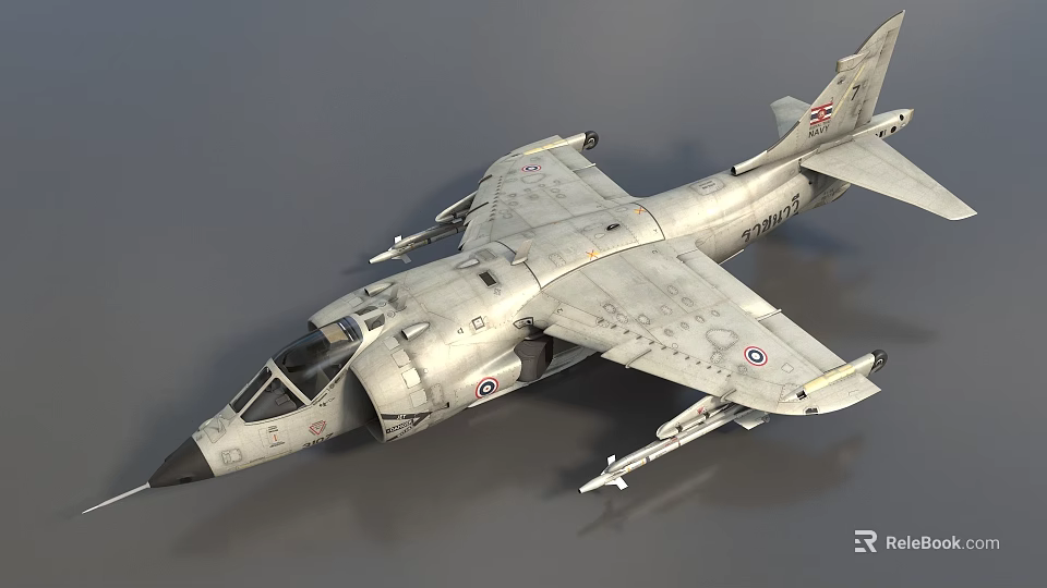 Military Fighter Jet With Multiple Weapon Payloads Gray Paint And Military Insignia 3d model 